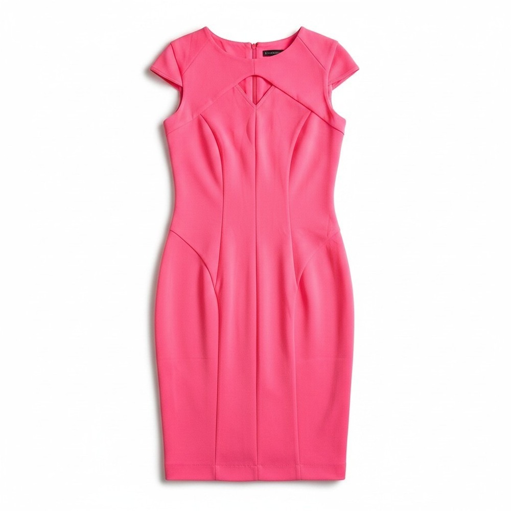 Venus‎ Neon Pink Cutout Sheath Dress Cap Sleeve Exposed Zipper XS